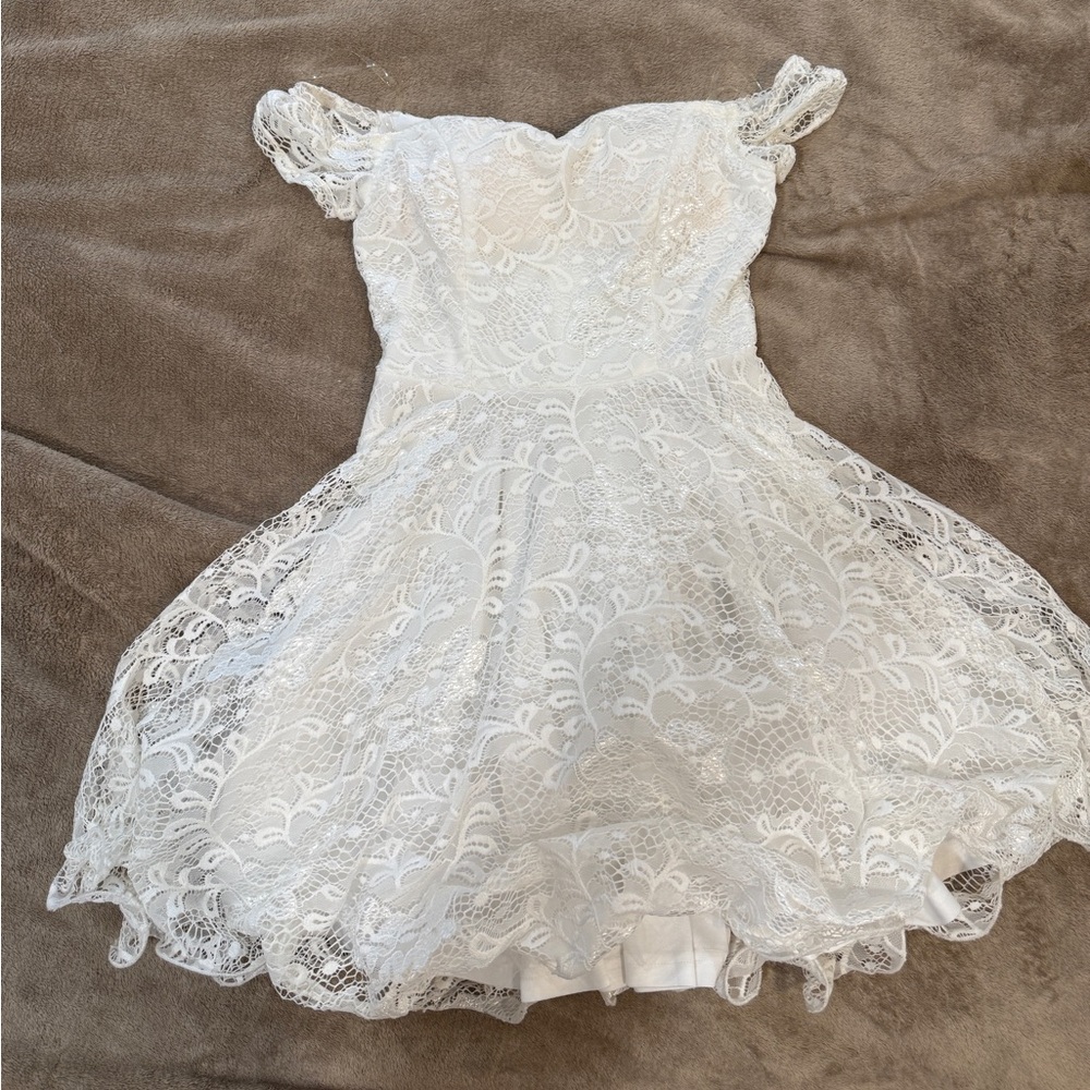 Windsor White Lace Off-Shoulder Mini Dress